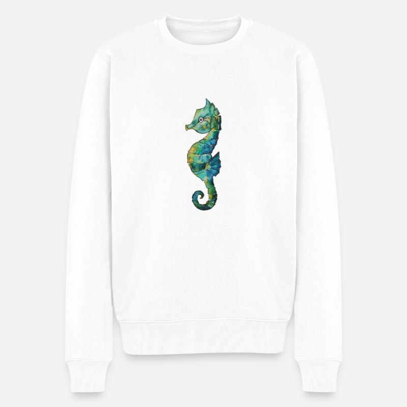 Hippocampus - Männer Premium Bio Pullover - Weiß