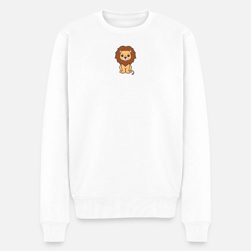 Löwe Löwen - Männer Premium Bio Pullover - Weiß