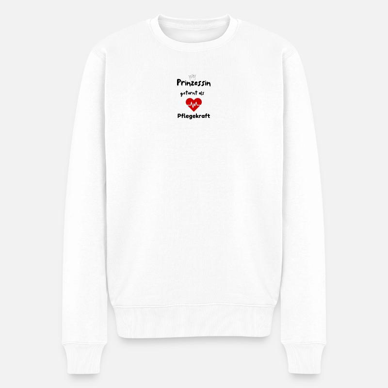 Prinzessin getarnt als Pflegekraft - Männer Premium Bio Pullover - Weiß