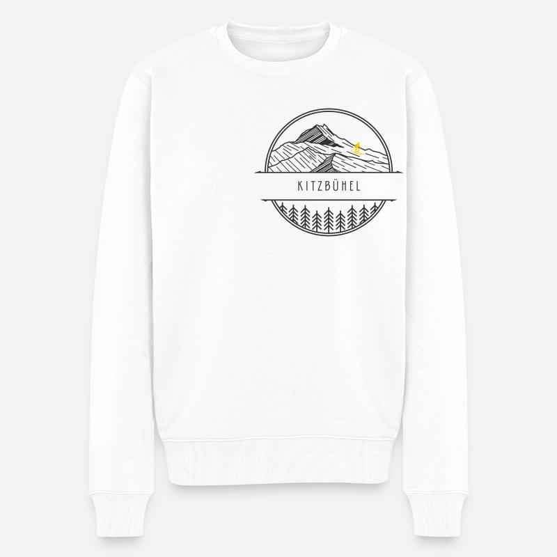 Minimalistisches Kitzbühel-Logo - Männer Premium Bio Pullover - Weiß