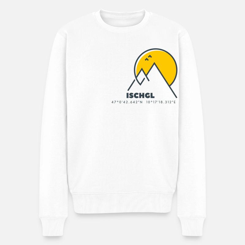 Minimalistisches Ischgl-Logo - Männer Premium Bio Pullover - Weiß