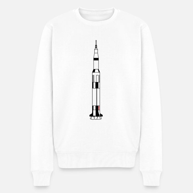 saturn V - Männer Premium Bio Pullover - Weiß