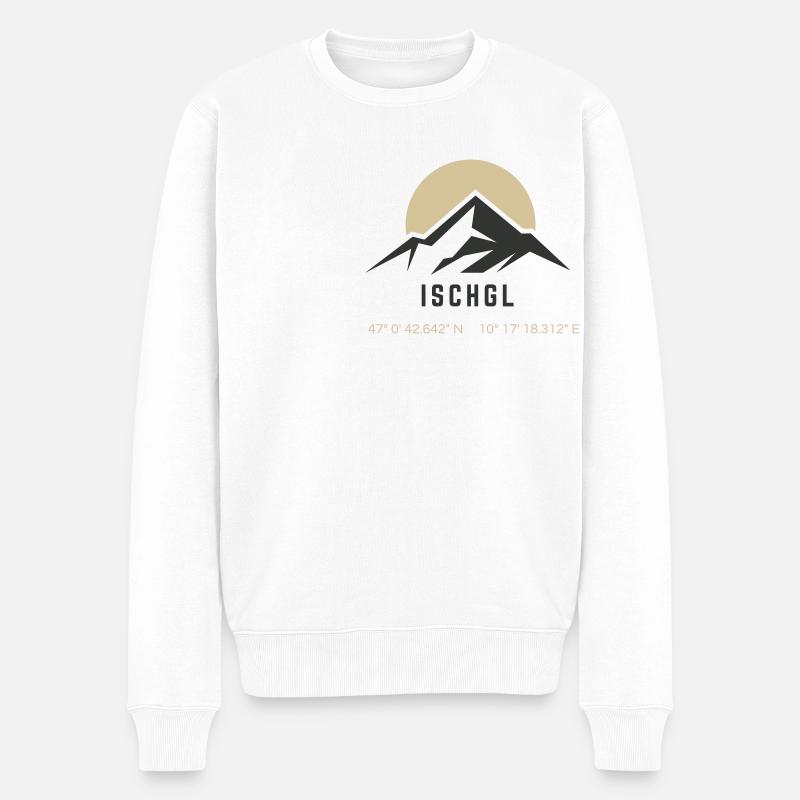 Minimalistisches Ischgl-Logo - Männer Premium Bio Pullover - Weiß