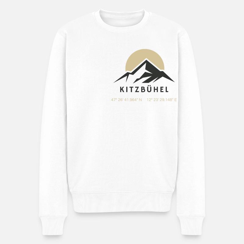 Minimalistisches Kitzbühel-Logo - Männer Premium Bio Pullover - Weiß