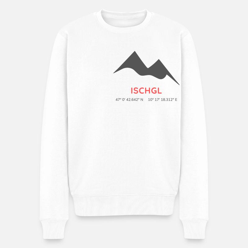 Minimalistisches Ischgl-Logo - Männer Premium Bio Pullover - Weiß