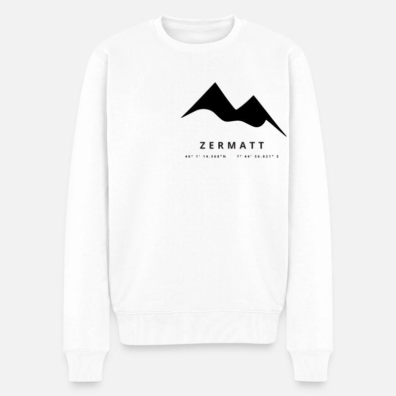 Minimalistisches Zermatt-Logo - Männer Premium Bio Pullover - Weiß