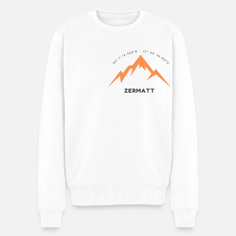 Minimalistisches Zermatt-Logo - Männer Premium Bio Pullover - Weiß