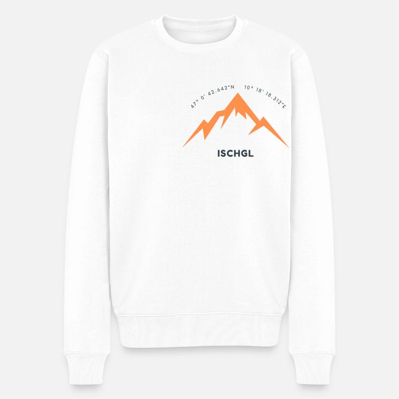 Minimalistisches Ischgl-Logo - Männer Premium Bio Pullover - Weiß
