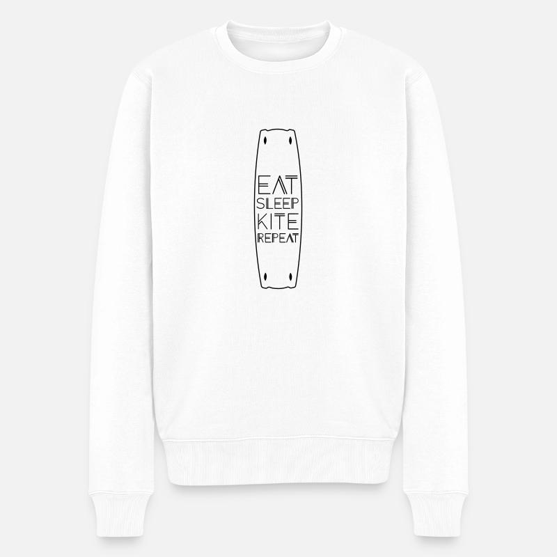 Eat sleep kite repeat - Männer Premium Bio Pullover - Weiß