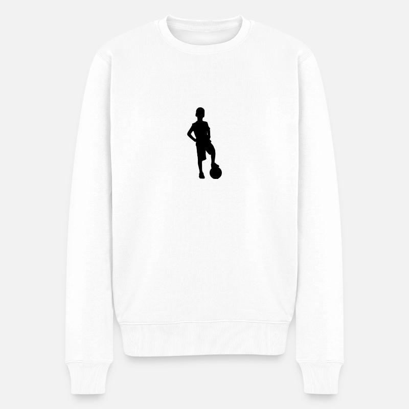 Fußballjunge - Männer Premium Bio Pullover - Weiß