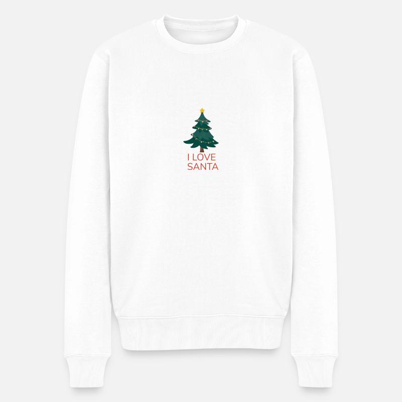 Ich liebe den Weihnachtsmann - Männer Premium Bio Pullover - Weiß