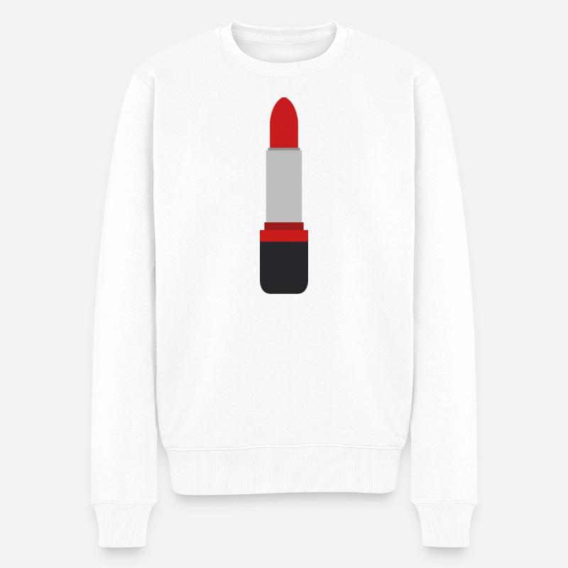 Lippenstift - Männer Premium Bio Pullover - Weiß