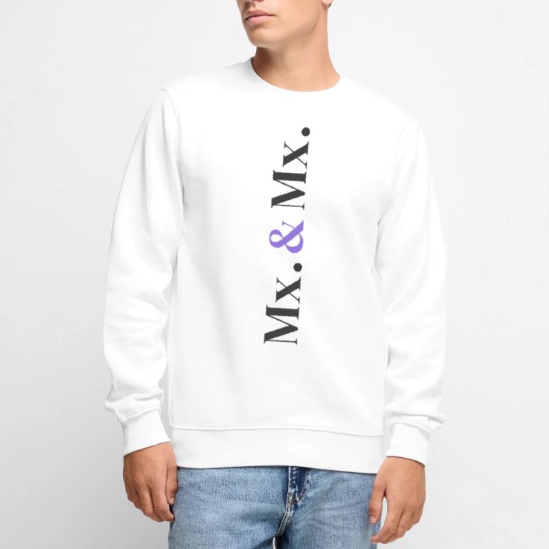 Mx. and Mx. Wedding Design in Vertical Type Stack  Männer Premium Bio Pullover