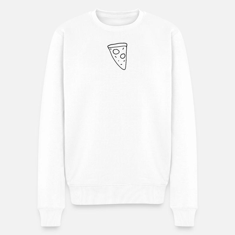 Pizzastück Linienzeichnung - Männer Premium Bio Pullover - Weiß