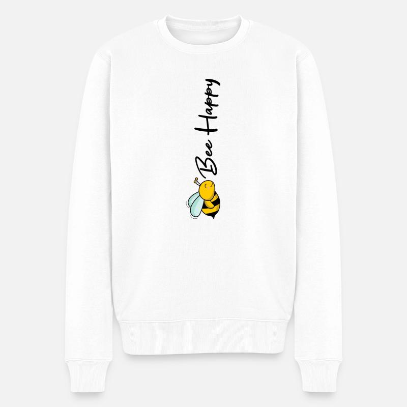 Bee Happy - Männer Premium Bio Pullover - Weiß