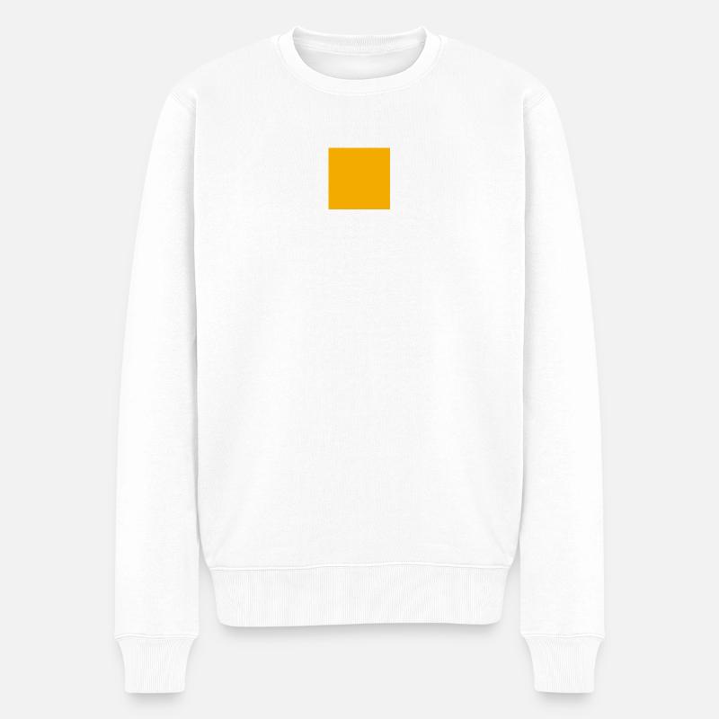 Minimales Orange Quadrat Design - Männer Premium Bio Pullover - Weiß