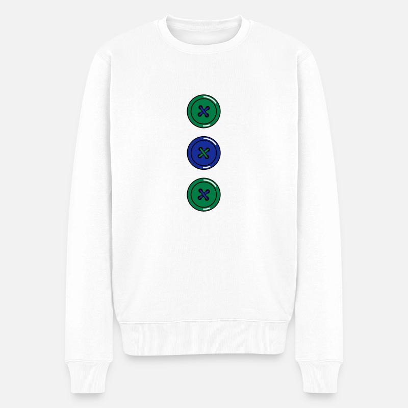 Knöpfe - Männer Premium Bio Pullover - Weiß