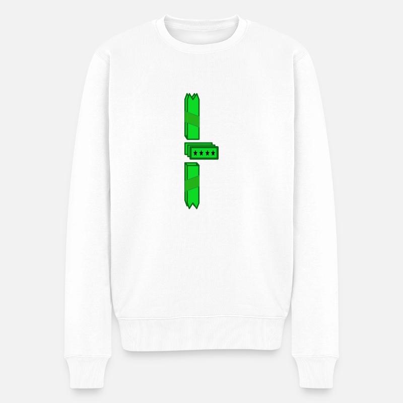 Grün - Männer Premium Bio Pullover - Weiß