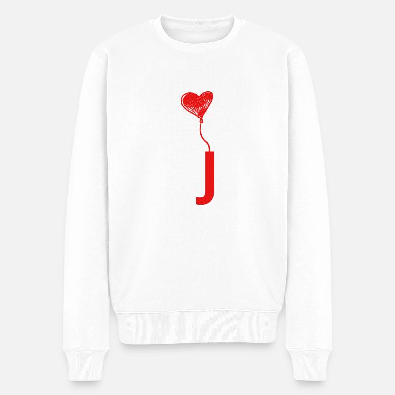 Buchstabe j Herz - Männer Premium Bio Pullover - Weiß