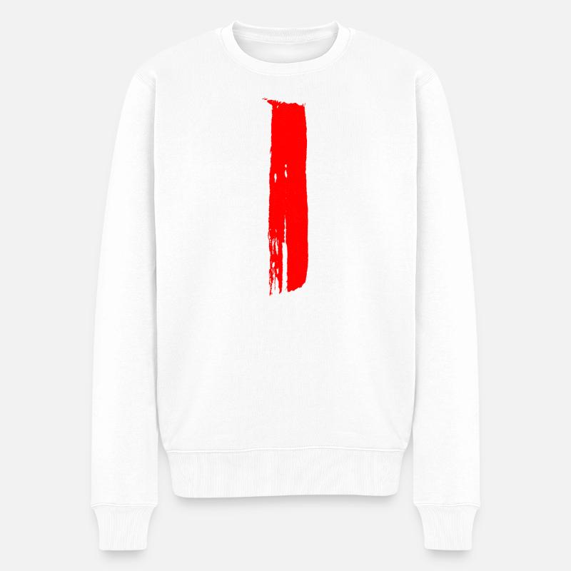 Streifen - Pinsel / handgemalt - Männer Premium Bio Pullover - Weiß