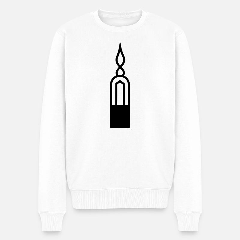 Kerze - Männer Premium Bio Pullover - Weiß