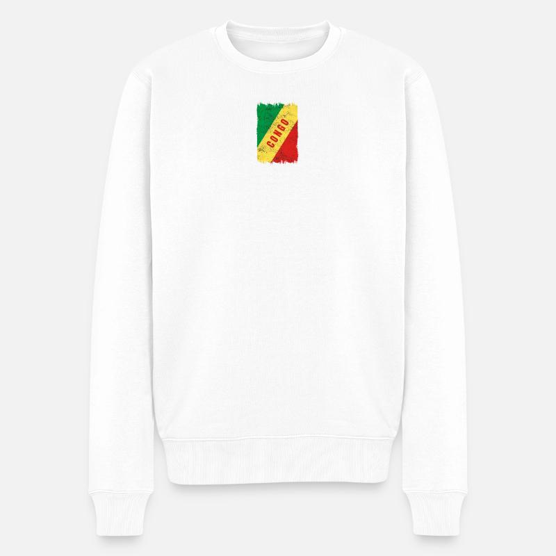 Kongo Flagge - Männer Premium Bio Pullover - Weiß