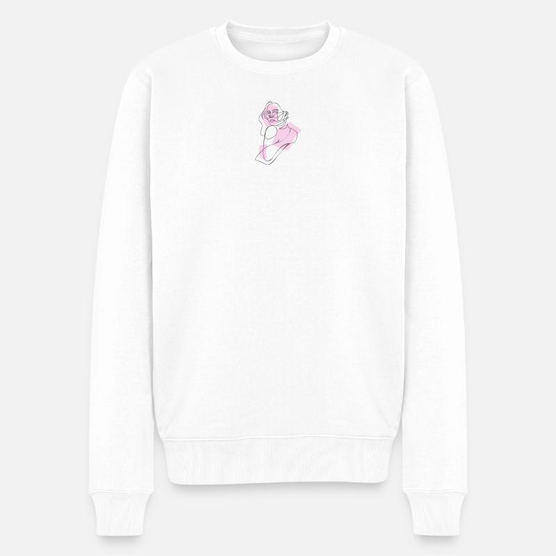 Frau in Pink - Männer Premium Bio Pullover - Weiß