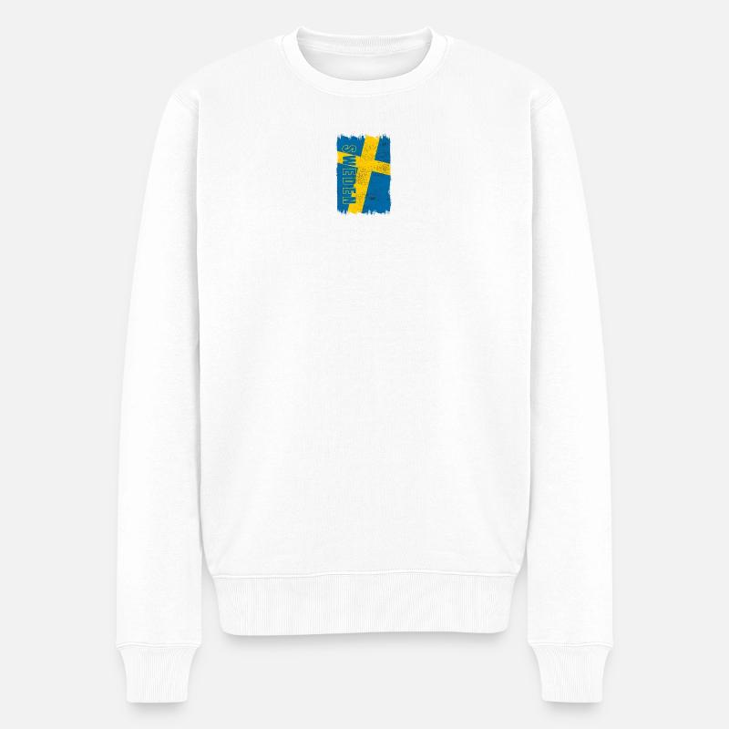 Schweden Flagge - Männer Premium Bio Pullover - Weiß