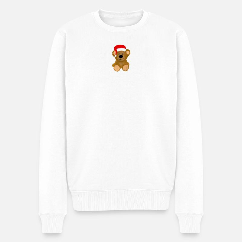 Weihnachten Teddybär - Männer Premium Bio Pullover - Weiß