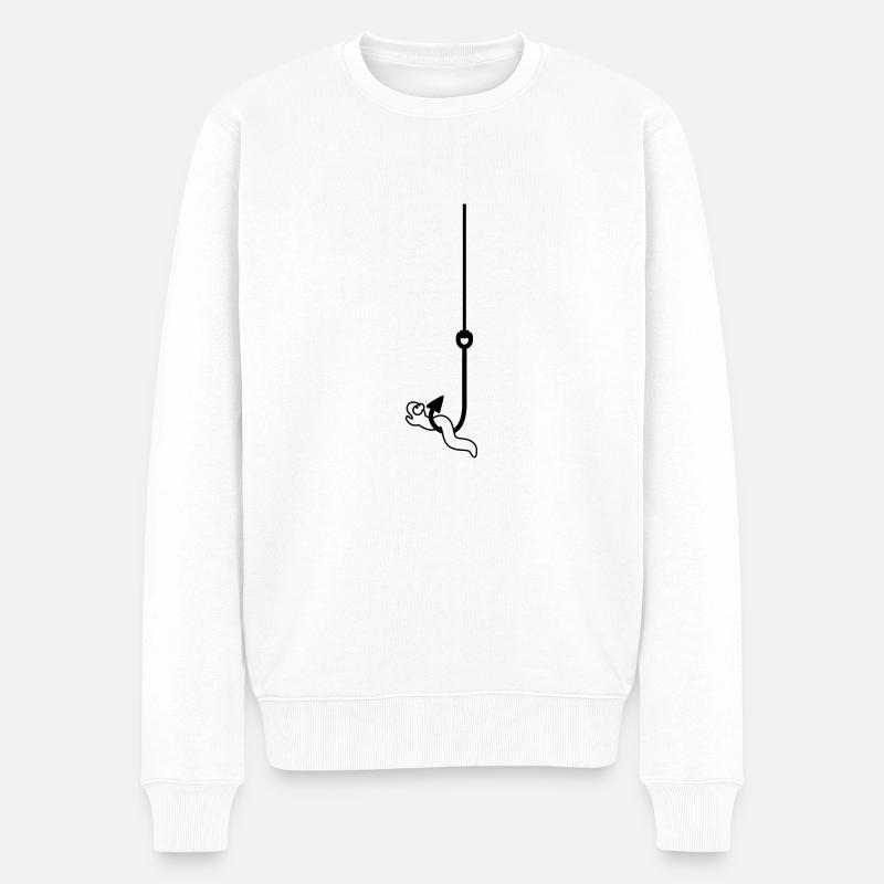 Worm On The Hook - Männer Premium Bio Pullover - Weiß
