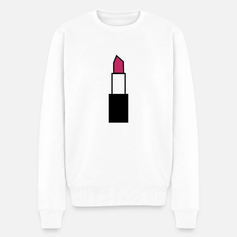 Lippenstift Lippen - Männer Premium Bio Pullover - Weiß