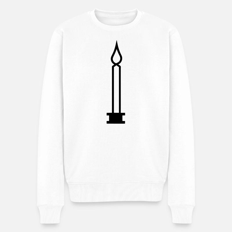 Kerze - Männer Premium Bio Pullover - Weiß