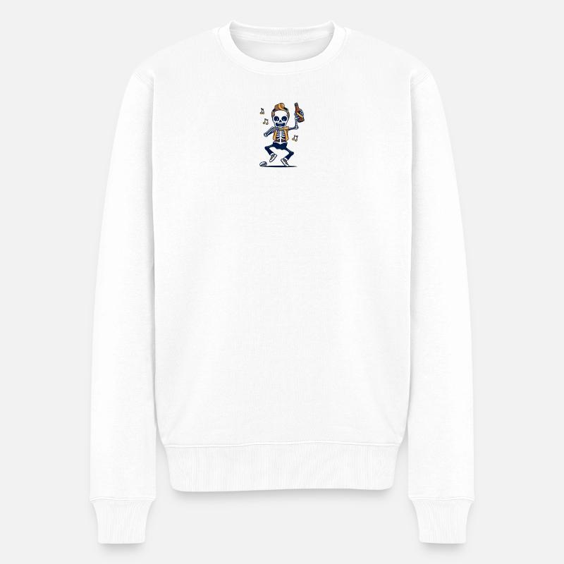 Skelett Tanz mit Flasche - Männer Premium Bio Pullover - Weiß
