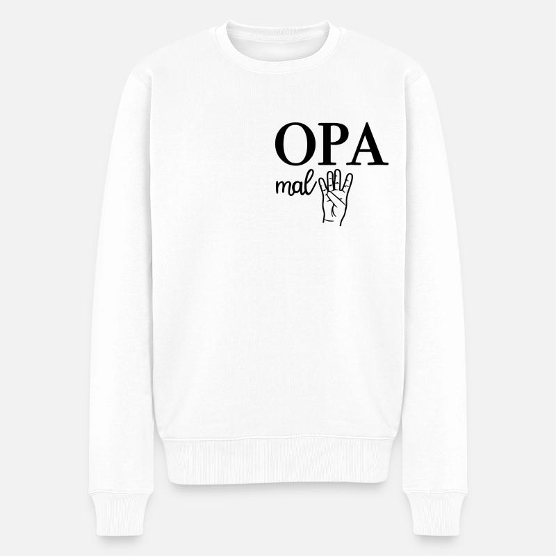 Opa Mal Vier Großvater - Männer Premium Bio Pullover - Weiß