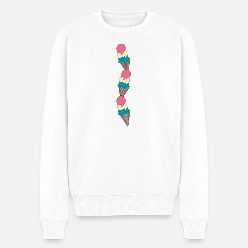 Eiscreme Muster in Pastellfarben - Männer Premium Bio Pullover - Weiß