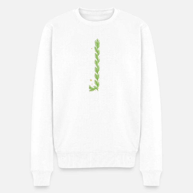 Spirale verticale de fougère de Noël - Pull Premium bio Homme - blanc