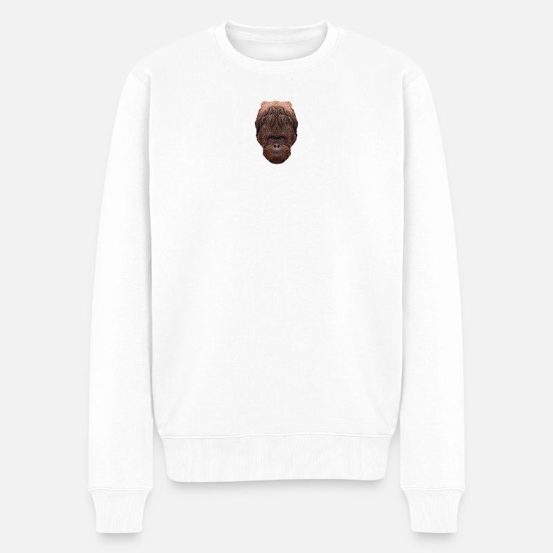 lustiges Affengesicht, tieredesigns männer - Männer Premium Bio Pullover - Weiß
