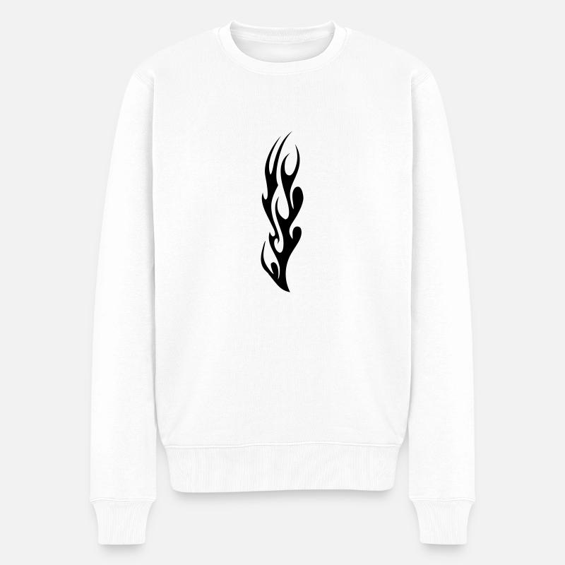 tribal flame - Männer Premium Bio Pullover - Weiß