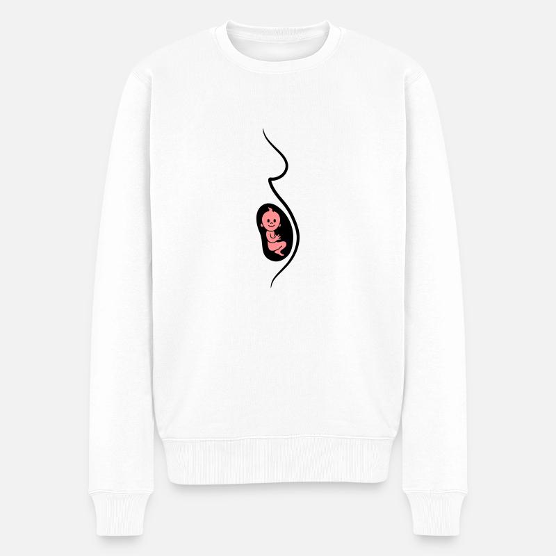 Pregnant Baby - Männer Premium Bio Pullover - Weiß