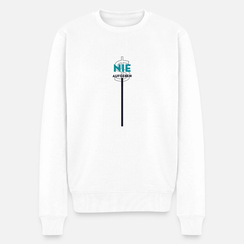Nie aufgeben - Männer Premium Bio Pullover - Weiß