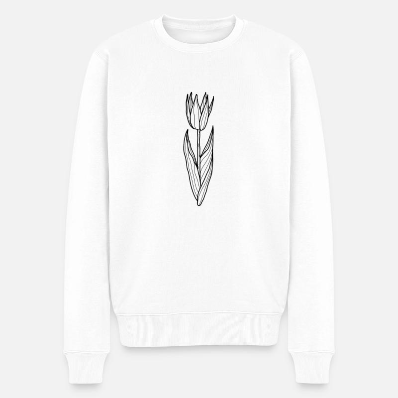 Blume Tulpe - Männer Premium Bio Pullover - Weiß
