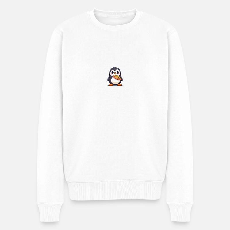 Pingouin sucré à la pizza - Pull Premium bio Homme - blanc