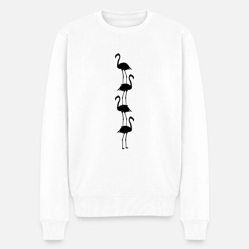 Flamingos Tiere - Männer Premium Bio Pullover - Weiß