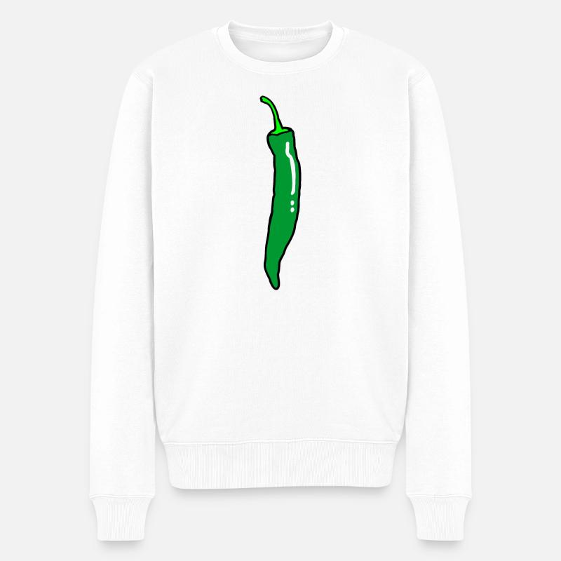 Scharfe Chilischote Chili Paprika - Männer Premium Bio Pullover - Weiß