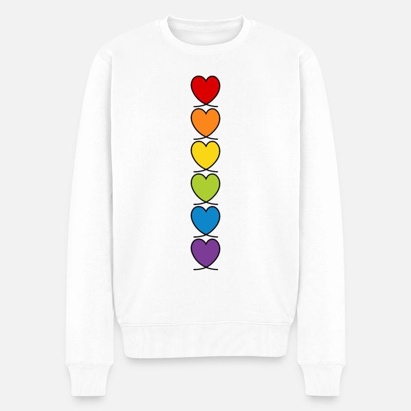 LGBT CSD LGBTQ+ HERZ REGENBOGEN HERZEN PRIDE MONTH - Männer Premium Bio Pullover - Weiß