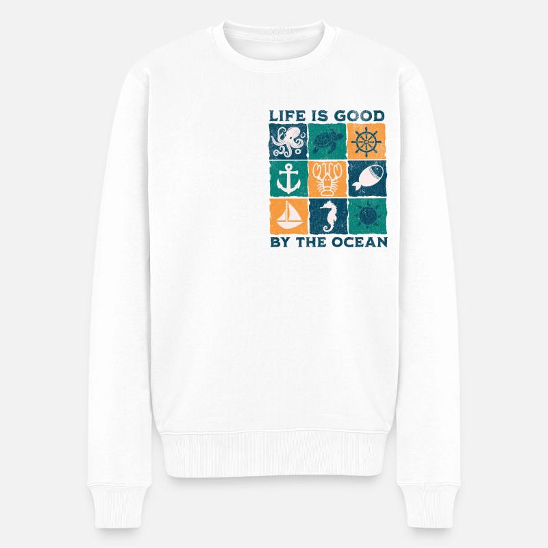 Life is good by the ocean blc - Pull Premium bio Homme - blanc