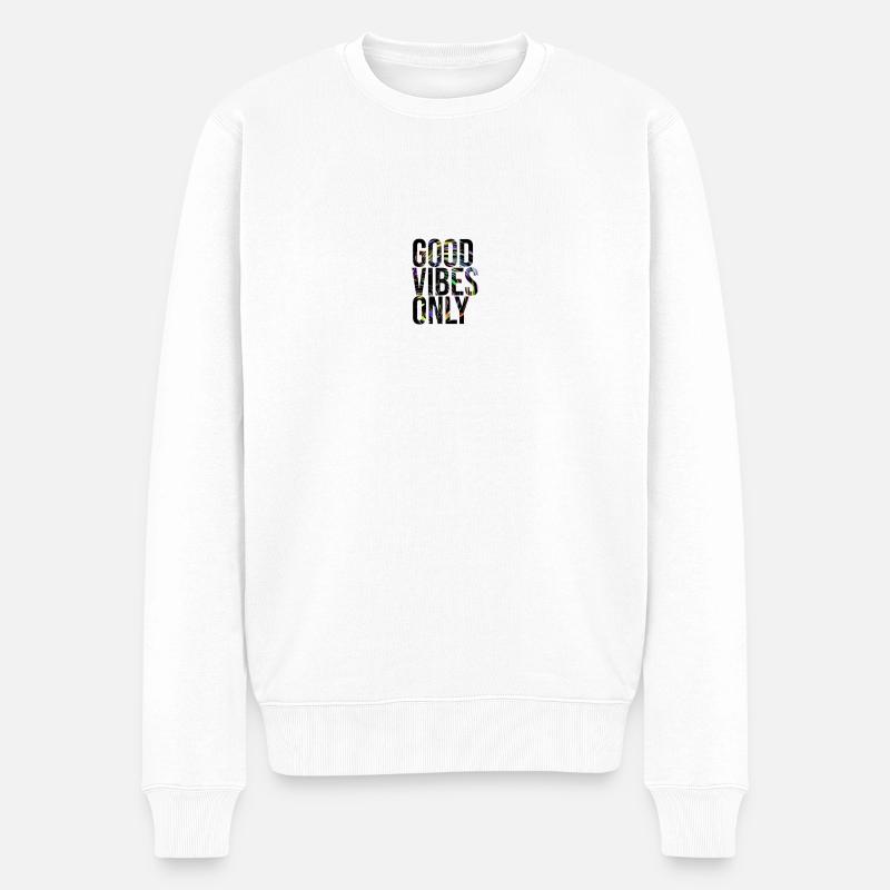 Good-Vibes-Only - Design 2024 - Männer Premium Bio Pullover - Weiß