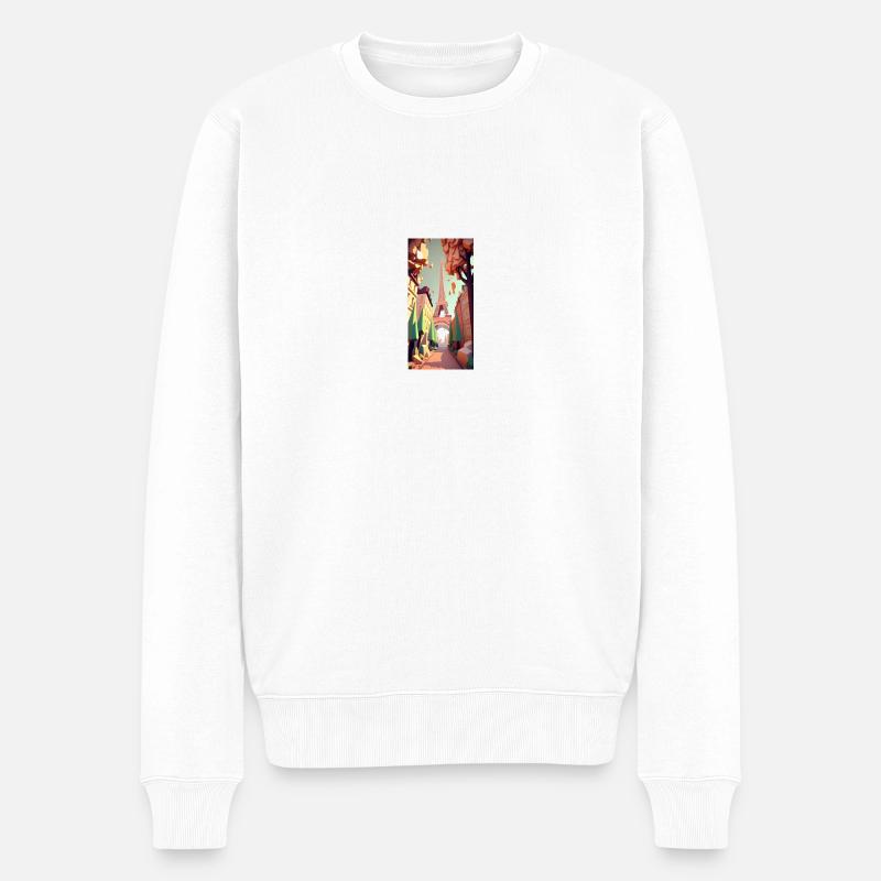 Malerei Paris - Männer Premium Bio Pullover - Weiß
