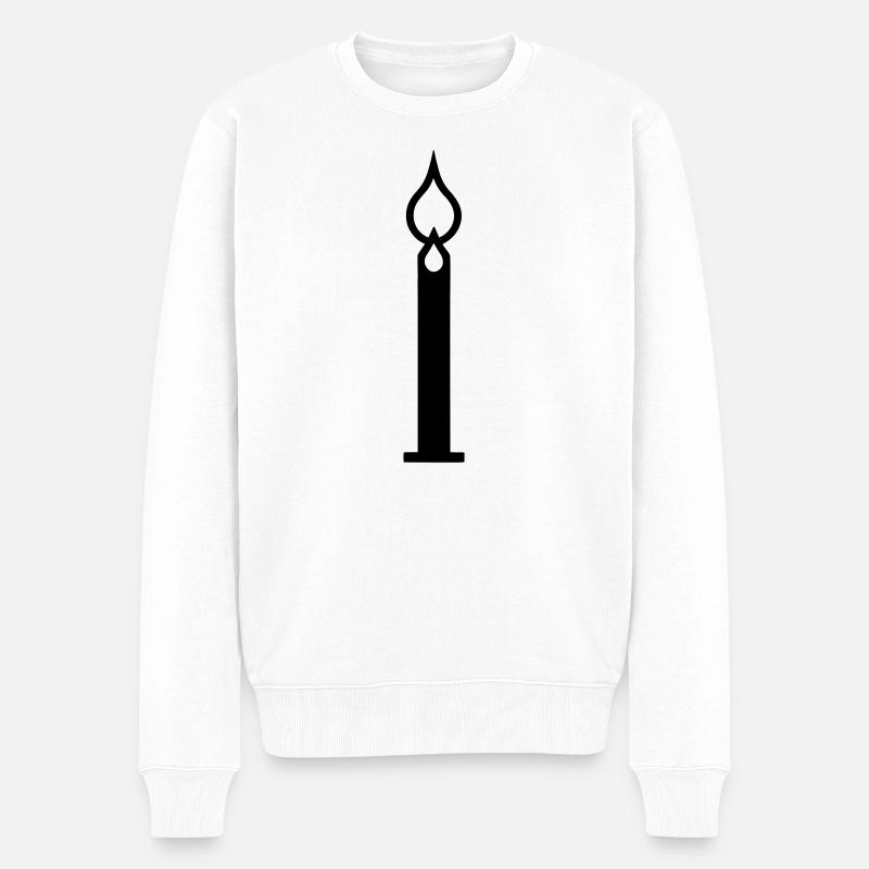 Kerze - Männer Premium Bio Pullover - Weiß