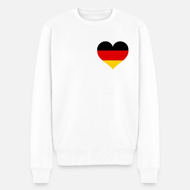 Deutschland Herz Maske schwarz-rot-gold Flagge - Männer Premium Bio Pullover - Weiß